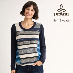 NWT Prana Seffi Wool-Blend Crewneck Sweater Nautical Striped Women's Size Small